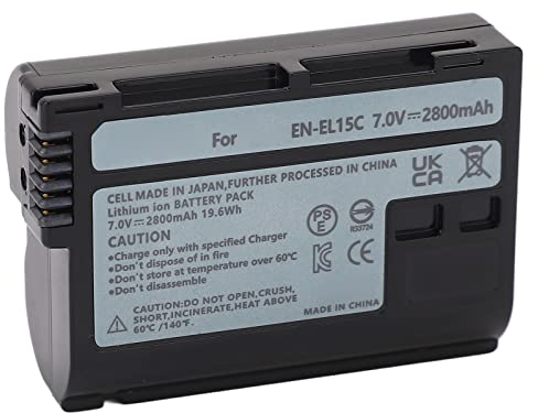 Batterie pour Appareil Photo, en El 15C Batterie 2800mAh Batterie de Rechange pour Appareil Photo Numérique pour Z5 Z6 Z6 II Z7 Z7II Z8 D7500 D7200 D7000 D850 D750 D500 D810a