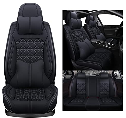 nenyan Autositzbezüge Komplett Set Universal in Premium Design | Schonbezüge für die Vordersitze & Rückbank | Auto Sitzbezüge Airbag Geeignet | Wasserdicht Sitzbezug - Schwarz Luxus