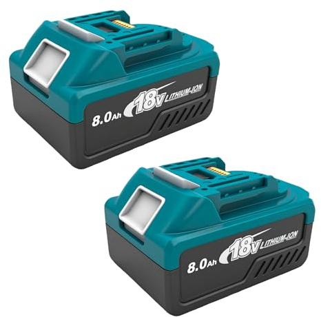 2 Pack 8.0Ah Replacement for Makita 18V Battery Tools Multi-Tool | Compatible with DHP481Z, DHP458Z, DRT50ZJ, DSP600ZJ, DGA454Z, DJR187Z LXT-400 with LED Indicator