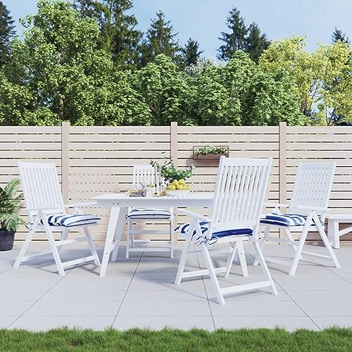 CIADAZ Stuhlkissen 4 STK Gartenstuhlauflagen, Sitzauflagen, Polsterauflagen, Outdoor Kissen, Auflagen Für Gartenmöbel, Gartenstuhl Auflagen, Sitzpolster, Blau & Weiß Gestreift 50x50x7 cm Stoff
