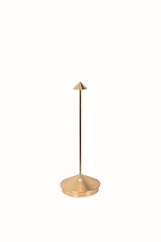 Zafferano, Pina Lampe mit Goldfarbenes Blatt, Kabellose, Wiederaufladbare Tischlampe mit Touch Control, Für den Innenbereich Geeignet, Dimmer, 2200-3000 K, Höhe 29 cm