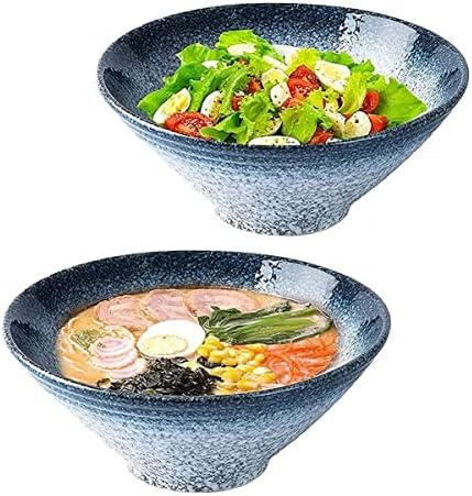 Ramen Bowls Set of 2, Japanese Ramen Soup Bowls, Large Noodle Bowl with Spoons and Chopsticks for Pho Thai Miso Udon Soup Noodles Salad and Pasta,HaoAMZ