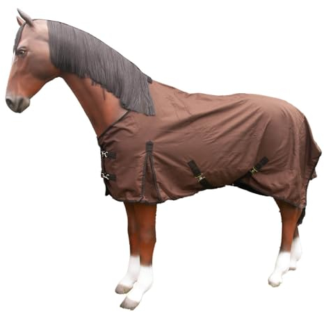 Brama-West Regendecke Pferd Rain - Weidedecke mit Fleece Futter - 600DEN - Wasserdicht - Braun - Gr. 125cm