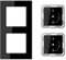 Jung SCHUKO Set Schwarz Serie A AC582SW Rahmen 2-fach + 2x A1520SW SCHUKO® Steckdose