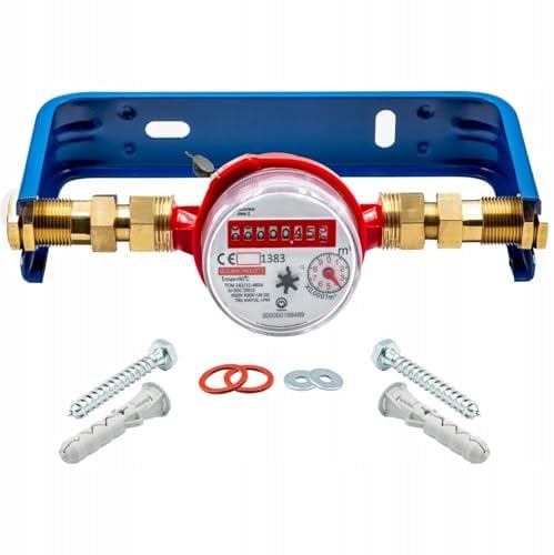 Warmwasserzähler DN 15 + Wasserzählerbügel (für Rohrleitungen DN 15, Anschlussgewinde 3/4, Durchfluss 1,6 m³/h, Länge 110 mm, Eichung bis 2029)