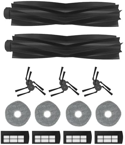 HUAYUWA Vacuum Accessories Kit Compatible with EUFY X9 Pro / X9 Series, Sweeper Robot Vacuum and Mop Cleaner Replacement Parts (2 Main Brushes Bar + 6 Side Brushes + 4 Filters + 4 Mop Cloths Pad)