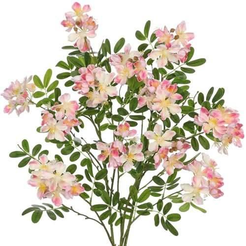 Briful Künstliche Cassia Javanica Blumen 3er-Set – 75 cm Lange Kunstblumen Wie Echt– Rosa Blütenzweige Dekoblumen für Vase, Blumengesteck, Hochzeit, Tischdeko