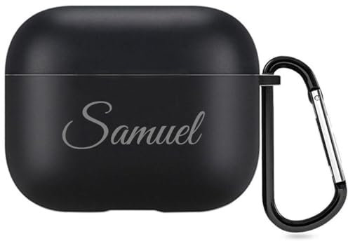 Individuelles Namensetui kompatibel mit Apple AirPods 4, personalisiertes Softcover mit Handschriftstil (Schwarz)