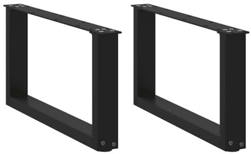 Toshilian Lot de 2 Pieds de Table en Métal, Pied de Meuble Support de Table Pieds de Table Basse Forme de U 2 pcs Noir 60x(30-31) cm Acier
