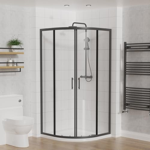 Aquariss Quadrant Shower Enclosure Black Sliding Corner Entry 900 x 900 mm