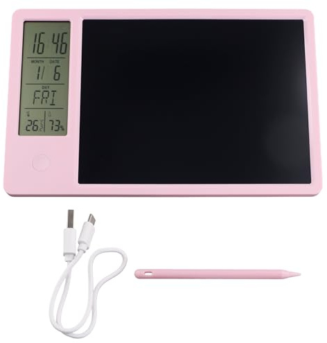 Giwnhvx Multifunctional Electronic Desk Calendar LCD Handwriting Board with Alarm Clock Humidity Temperature LCD Message Board,C