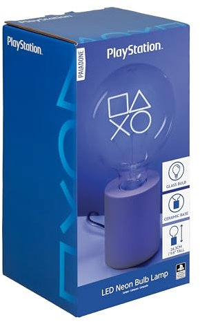 Paladone PlayStation Icons Decorative LED Neon Bulb Lamp - E27 Glass Lightbulb, Officially Licensed Sony Gamer Gift, Perfect for Bedrooms, Homes, Gaming Room Decor, Blue
