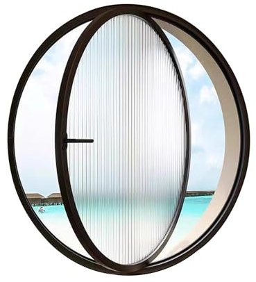 Fenêtre Fenêtre Circulaire Rotative À 360 ° Avec Cadre En Aluminium Et Verre Trempé, Fenêtre De Remise Encastrée, Remplace Les Fenêtres De Ventilation Pour Grenier, Salle De Bain, Sous-sol(Black,60cm/