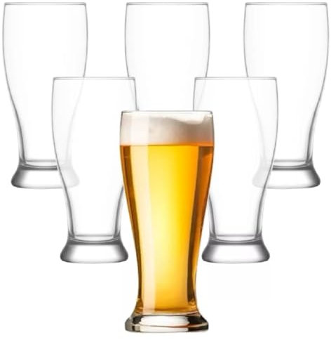 MIKONI Biergläser Hoch Weizengläser 500ml BROTTO 6er-SET Gläser für Bier Bierseidel Bierkrug Bierglas, Spülmaschinenfest