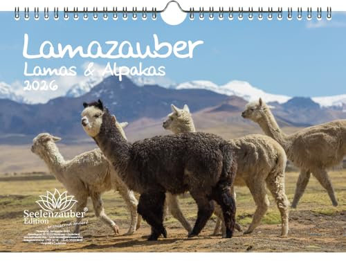 Lamazauber DIN A4 Kalender für 2026 Lama Alpaka - Seelenzauber
