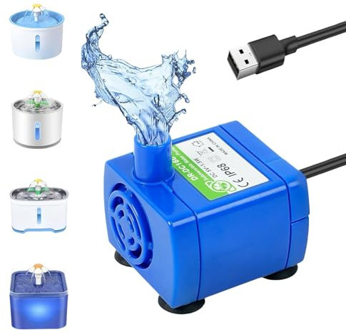 Bacxzomx Pompa Fontanella per Gatti, USB Pompa di Ricambio Fontanella Gatti, Ultra Silenziosa, Pompa Acqua per Fontanella Gatto, Motore Fontanella per gatti
