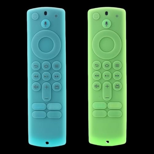 Funda de silicona para mando a distancia 3rd/4K/HD, funda protectora antideslizante brillante con correa de muñeca, verde y azul