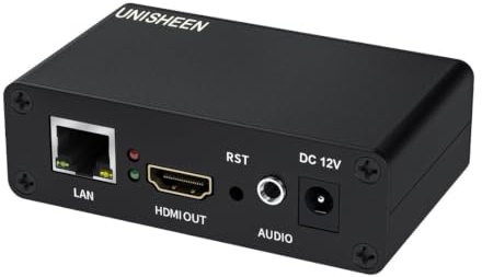 UNISHEEN IP zu HDMI Decoder, H.264/H.265 Netzwerkkamera Decoder, Unterstützt RTSP/RTMP/SRT/HLS, 4 Streams Gleichzeitig, 1080P HDMI Ausgang für Überwachung, Yacht, Industrie, Live Streaming
