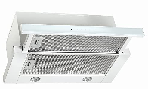 VLANO SLIDE ausziehbare Unterbau-Dunstabzugshaube, 60 cm, 685 m³/h, 4 Leistungsstufen, TURBO Stufe Fernbedienung, Touch Control, LED-Beleuchtung, Teleskophaube Schwarz oder weiß, EEK:A (weiß)