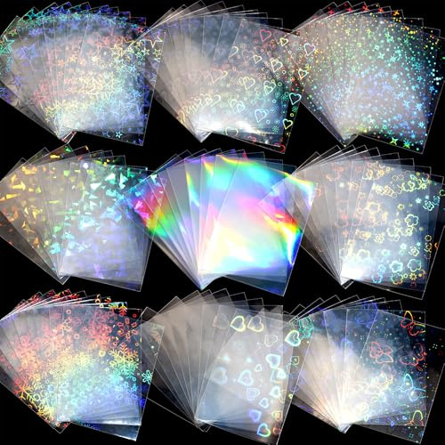 100 Stück Transparente Kartenhüllen Sammelkarten Hüllen Kartenhülle Für Sportkarten Fußballkarten Regenbogen Stern Herz Blume Karten Hüllen Kreditkartenhülle Ausweishülle Karten Schutzhülle