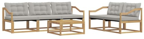 vidaXL Outdoor-Sofagarnitur 6 pcs Weiß und Hellgrau 79 x 79 x 37 cm, Garten-Sofa, modernes Ecksofa, Robustes Loungemöbel, stilvolle Terrasse, Bequeme Sitzgruppe