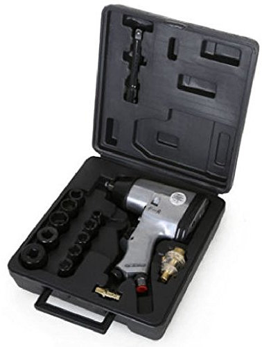 EBERTH 1/2 Zoll Druckluft Schlagschrauber mit Koffer und umfangreichem Zubehör (311 Nm Drehmoment, 100 mm Verlängerung, Drehmomentregler, Rechts- und Linkslauf, Hochleistungs-Schlagwerk, 17-tlg.)