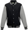 Just Hoods College Jacke 'Varsity Jacket, Tiefschwarz/Grau meliert, M