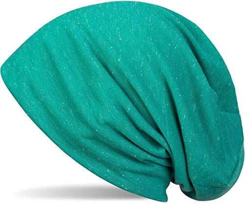 styleBREAKER Klassische Slouch Beanie Mütze, leicht und weich, Longbeanie, Unisex 04024018, Farbe:Türkis-Grün meliert