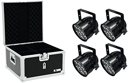 EUROLITE Set 4X LED PAR-56 QCL Short sw + EPS Case | 4X PAR-Scheinwerfer mit 9 x 8-Watt-4in1-LED und RGBW-Farbmischung inklusive Flightcase