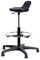 Topsit IND000014 Arbeitshocker Stehhilfe hoch mit Fußring zur Ablage, Abwischbar für Labor geeignet, Hartschaum Schwarz, 40 x 43 x 85 cm
