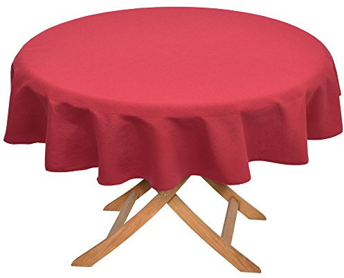 Beautissu Tischdecke Loftflair - Rund Ø 160 cm Rot - Stoff Tischtuch aus Baumwolle - waschbar & pflegeleicht