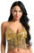 iEFiEL Damen Pailletten BH Bauchtanz Kostüm Oberteil Latin Neckholder Tops Frauen Tanzen Quaste Top Bikini Yoga Party Clubwear Gold Einheitsgröße