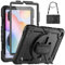 SEYMCY Case for Samsung Galaxy Tab S6 lite 10.4 Inch 2024/2022/2020, Full-body Shockproof with Screen Protector, 360° Rotating Hand Strap & Stand, Shoulder Strap for Samsung S6 Lite Tablet, Black