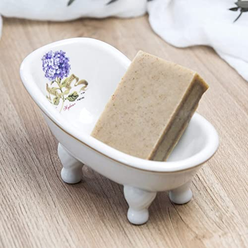 Ceramic Mini Bathtub Soap Dish Decortative Clawfoot Bathroom Soap Dish (Style 05)