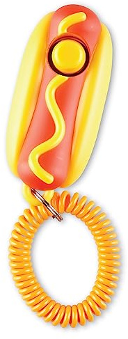 Brightkins Smarty Pooch Training Clicker: Hot Dog, Training Clicker for Dogs with Flexible Wrist Strap, Dog Training and Behaviour Solutions, 1 Piece