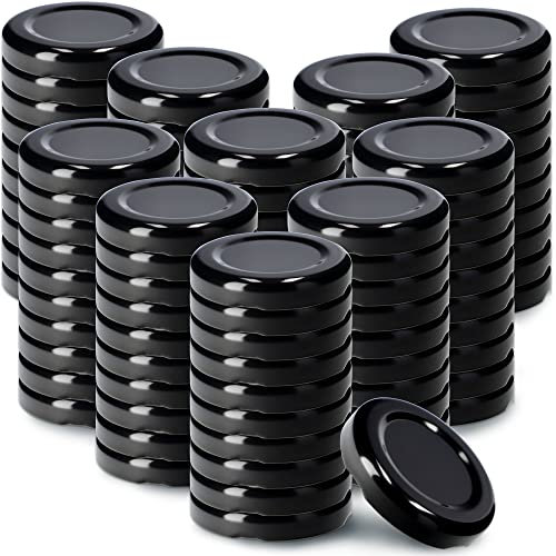 KADAX Lot de 100 couvercles à visser fi43 mm en métal, compatibles avec les bocaux de 40 ml, couvercles de rechange avec 4 dents à clipser, couvercles pour bocaux, bouteilles et bocaux (noir)
