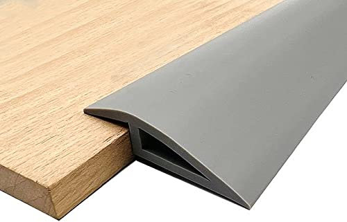 Rubber Threshold Ramp, Self Adhesive Door Floor Transition Strip, Flooring Threshold Ramp Reducer, Door Strip Trim Bar for Carpet Threshold Transition (Grey, 1M)