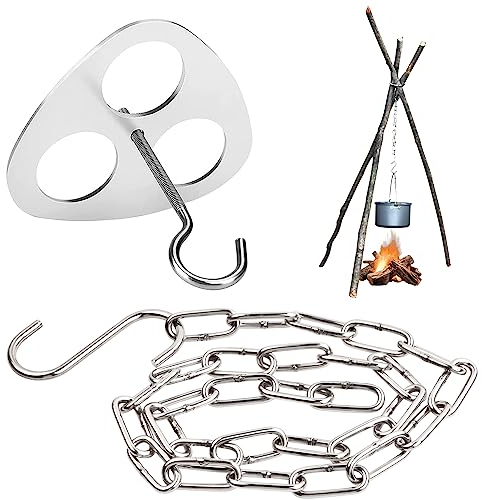 Tinsellns Campfire Cooking Tripod Camping Tripod Board Accessories Stainless Steel Portable for Hanging Cookware Perfect Accessories