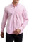 HISDERN Chemise à Manches Longues Oxford pour Homme Décontractée Coton Chemises Hommes Couleur Unie Business Casual Bouton Shirts avec Poche Rose M