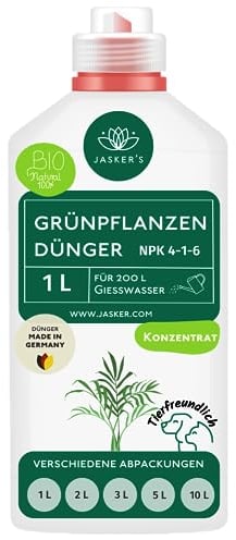 Bio Grünpflanzendünger flüssig 1 Liter - Konzentrat Dünger für Grünpflanzen - 100% Schnelldünger - Zimmerpflanzen-Dünger für 200 Liter Gießwasser - Grünpflanzen Dünger
