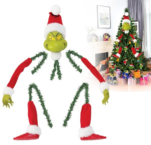 LXWINNER Weihnachten Grinch Körper Ornament,Elfenkopf, Arme Und Beine Für Weihnachtsbaum,Weihnachtsbaum Ornament Anhänger,Grinch Weihnachtsbaum Dekoration,für Weihnachtsbäume Xmas Home Party