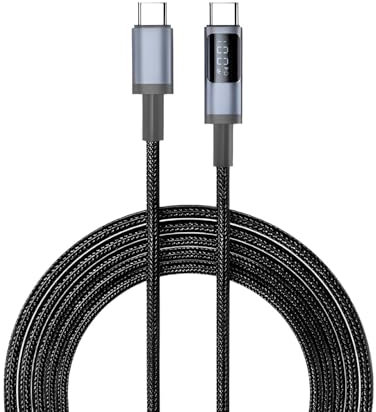 Wayzu® 100W USB C Fast Charger Cable with LED Power Display,6A, Fast Charger Cable,Data Transfer,Type C,PD, Compatible with iPhone 16/16 Pro Max,MacBook Pro,iPad Pro,Galaxy,Pixel PS5 (2M)