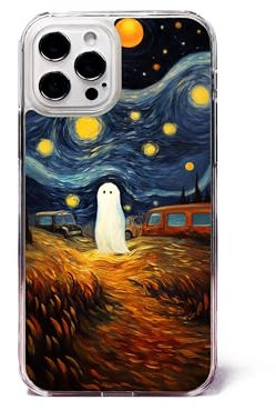 Ghost in Van Gogh Starry Night Painting Halloween Phone Case/Cover Compatible with iPhone 11 Plastic