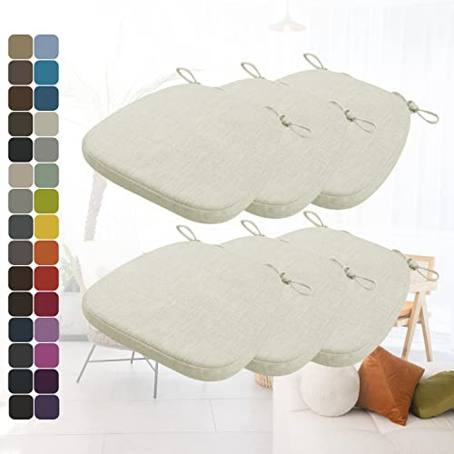 Kimgull 6er Set Stuhlkissen mit Bändern Bequeme Waschbare Rutschfestes Sitzkissen Ideal für zu Hause und Gartendekoration, viele Farben und Größen zur Auswahl (40X38X3CM Beige)