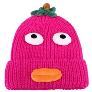 Wintermützen für Damen und Herren, lässig, warme Mützen, Herbst- und Wintermütze, Cartoon-Motiv, niedlich, lustig, gestrickt, Wollmütze, kaltes Wetter, hot pink, 56