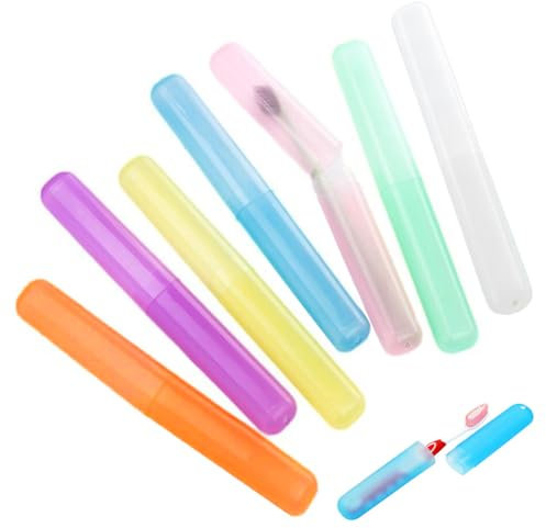 SAIJIAN 14 Stück Zahnbürsten Etui Zahnbürstenetui Schutzhülle Zahnbürstenbox Abdeckunge Tragbare Zahnbürstenhülle Reise Zahnbürsten Aufbewahrungsbox 7 Farben