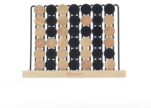 Sondergut® Four in Row - 4 in Einer Reihe – Strategiespiel für Kinder & Erwachsene – Gesellschaftsspiel & Geschenkidee – Hochwertiges Familienspiel aus Esche – Maße: 28x4,5x20 cm