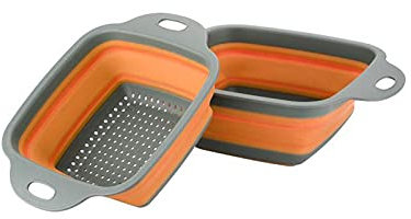 Coladores Plegables para Lavar Frutas y Verduras, colador de Silicona portátil, escurridor Plegable, Herramientas de Cocina (Naranja)