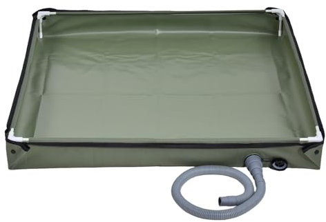 Bac De Douche Pliable, Receveur De Douche Portable avec Drain, Mobile Extérieur Tente Camping Auvent Base pour L'intérieur Et L'extérieur, 80x80x10cm