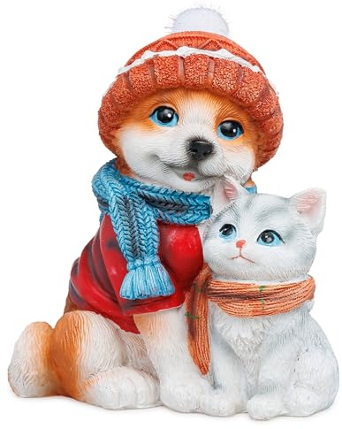SIKORA Dekofigur Hund & Katze Weihnachtsfigur für Weihnachten und Winter Deko Figur für zuhause oder Garten - DK37